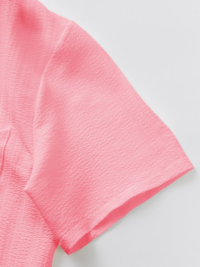 Camicia da uomo estiva da uomo, in cotone e lino, tinta unita, ampia e casual, con bottoni, a maniche corte_voghion.com