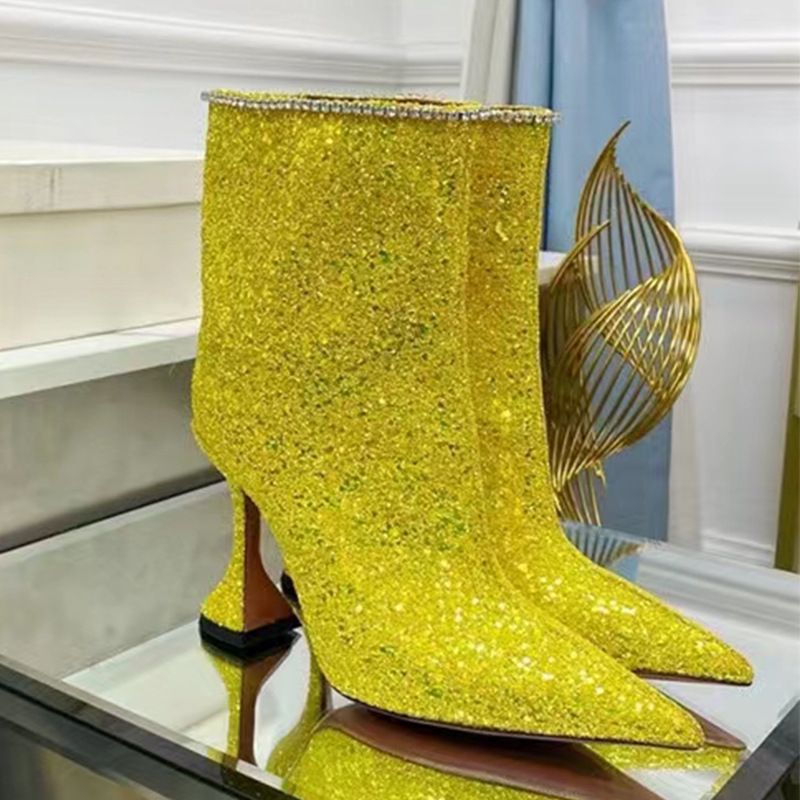 2024 Neue spitze Weinglas-Super-High-Heel-Glitzer-Slip-On-Strasskette Große kurze Damenstiefel_voghion.com