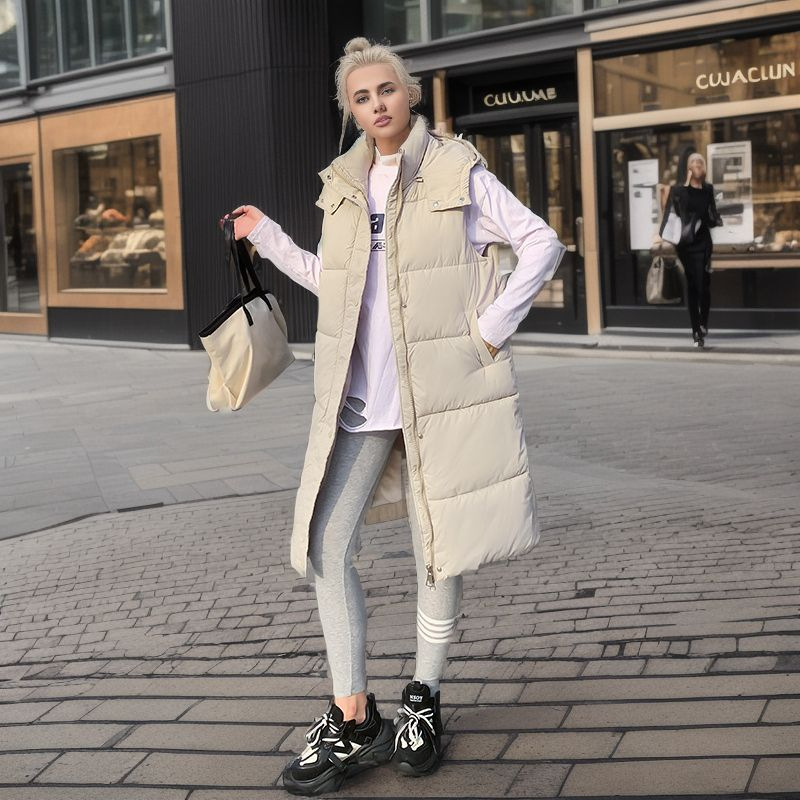Gilet lungo da donna autunno e inverno nuovo Gilet imbottito caldo da donna Cappotto sottile_voghion.com