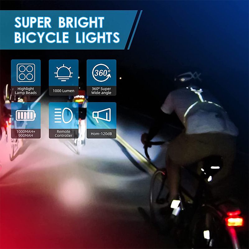 Set di accessori per bici da strada e mountain bike, con torcia frontale ad alta luminosità in lega di alluminio per bicicletta_voghion.com