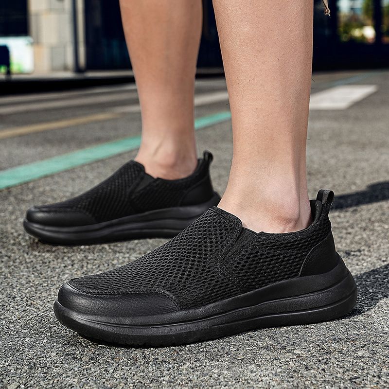 Scarpe casual da uomo di qualità imbattibile, di grandi dimensioni, con copripiedi, in mesh traspirante, tinta unita, leggere e con suola spessa._voghion.com