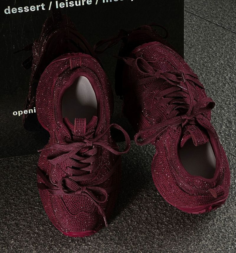 Shoes Women's Chunky Sneakers With Crystal Rhinestones – Platform Casual Shoes For Height Increase, Breathable Mesh Lining Comfortable Rocker Sole_voghion.com