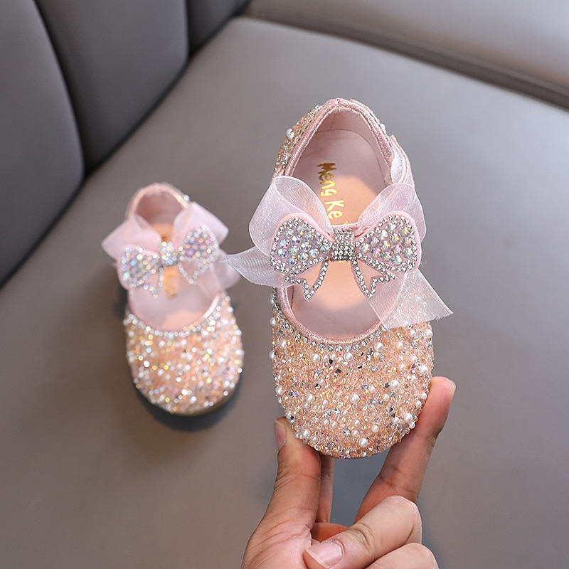 AINYFU – chaussures de mariage en cuir pailleté pour filles, chaussures de princesse avec nœud papillon en strass, à la mode, nouvelle collection 2024_voghion.com