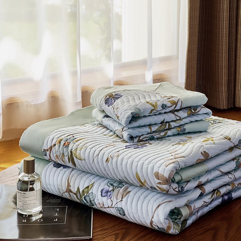 Copriletto estivo in Tencel Lenzing di alta qualità, set da tre pezzi, lenzuolo estivo in seta ghiacciata, lavabile in lavatrice, morbido e fresco, in Lyocell._voghion.com