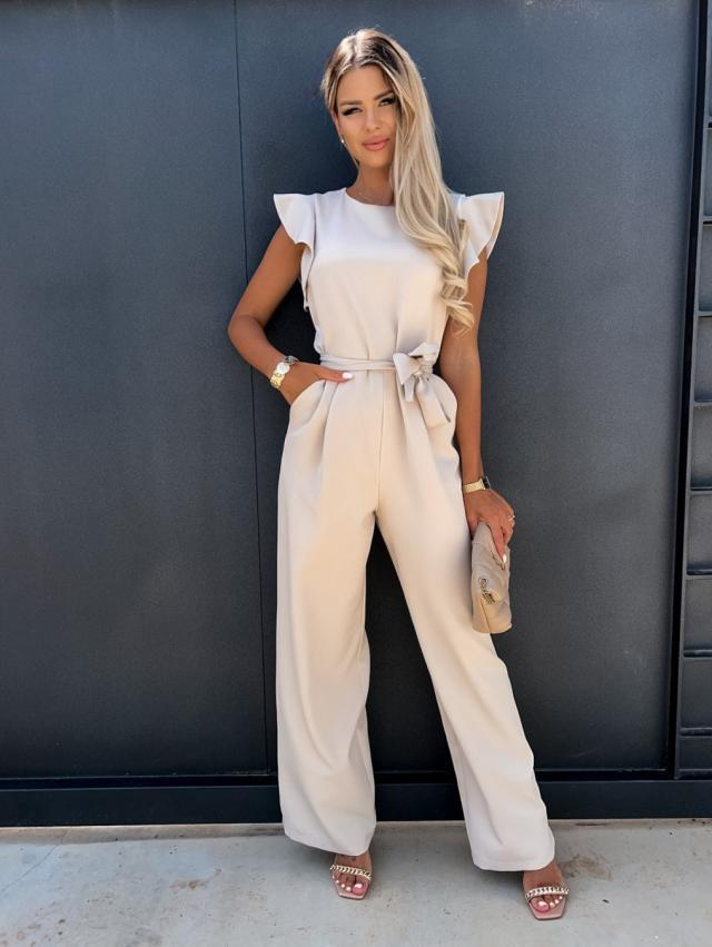 2022 New High Waist Commuter Waist-Tied Jumpsuit Long Pants For Women_voghion.com