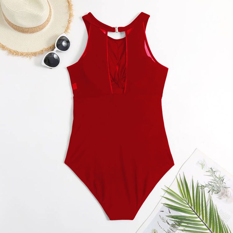 Venta al por mayor del fabricante del traje de baño de una sola pieza del bikini del color sólido atractivo de las mujeres_voghion.com