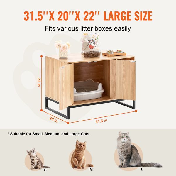 VEVOR Cat Litter Box Enclosure Hidden Litter Box Furniture 31.5'L X 20'W X 22'H_voghion.com