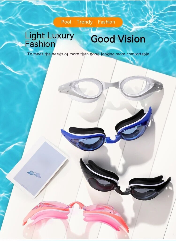 Fashionabla nya simglasögon Vattentäta och anti-dimma högupplösta dykutrustning för vuxna och barn med stor ram Simglasögon_voghion.com