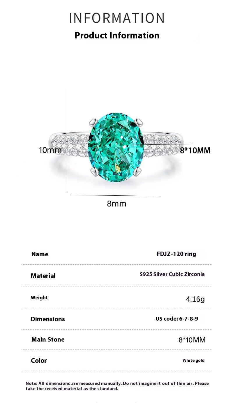 Baifuni Jewelry S Silber Smaragd weibliche Palaibahao Set High Carbon Diamant Ring_voghion.com
