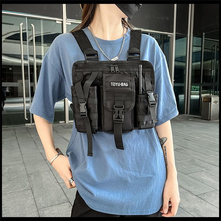 Tactical Chest Bag Trendy Splitter Ny Ins Men's og Women's Hong Kong Style Ryggsekk Bryst Bag Outdoor Workwear Vest Style Tactical Backpack_voghion.com