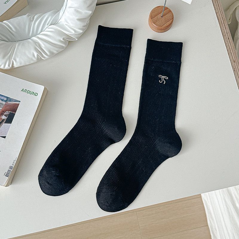 Ballet Women Spring Summer Thin Long Tube Bowknot Miu Style Slouch Socks Cotton Breathable Mesh For Girls_voghion.com