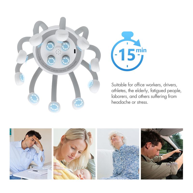 Massaggiatore elettrico per cuoio capelluto a forma di artiglio di polpo, grattatesta, 4 modalità di vibrazione, spegnimento automatico a mani libere per alleviare lo stress, ricaricabile tramite USB_voghion.com