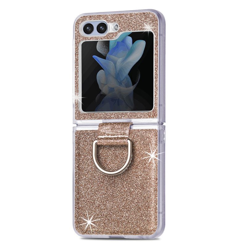 Applicable To Samsung ZFlip6 Mobile Phone Case Glitter Ring Holder ZFlip5 Folding Screen Protective Case Zflip4 Hard Case_voghion.com