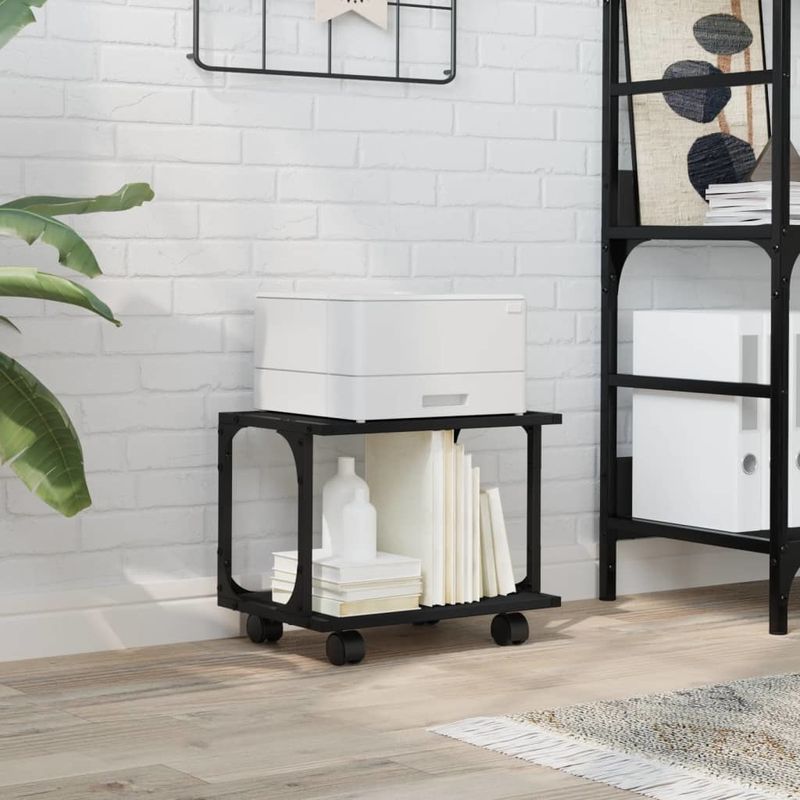 Printer Stand 2-Tier Black 16.1"x11"x13.2" Engineered Wood_voghion.com