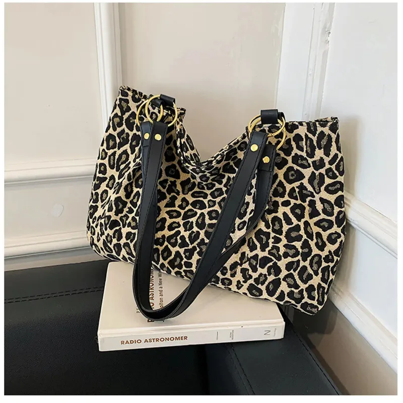 Borse a tracolla oversize con stampe leopardate per donna, borsa da ascella alla moda, grande capacità, borsa retrò, shopping casual_voghion.com