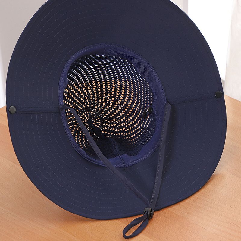 Fashion 10cm Wide Brim Sun for Men UPF 50+ Boonie Summer UV Protection Outdoor Fishing Hiking Hat Breathable Mesh Bucket Cap_voghion.com