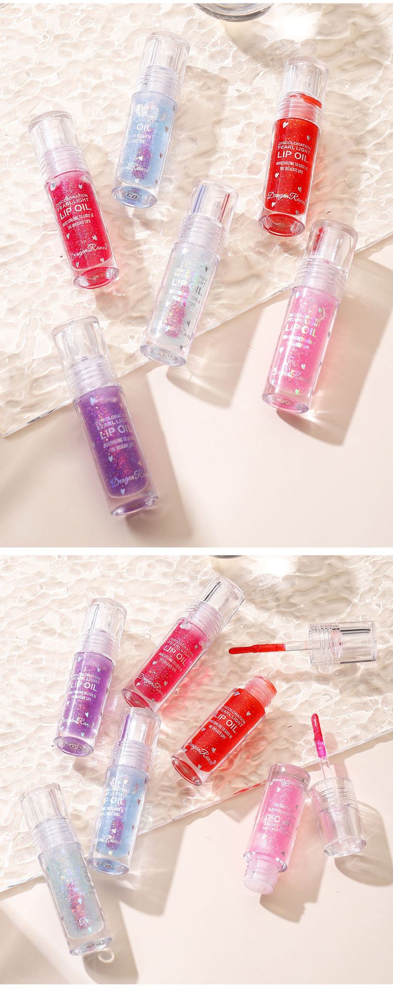 Brilho labial Icy Sheer - Brilho fino e perolado, óleo labial hidratante com cor, primer para batom com efeito de mudança de temperatura e cor_voghion.com