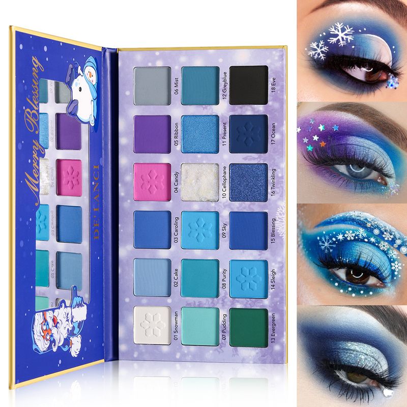 18 farbe lidschatten tablett Weihnachten Rot grün serie schnee Blau perle matt gold zwiebel make-up_voghion.com