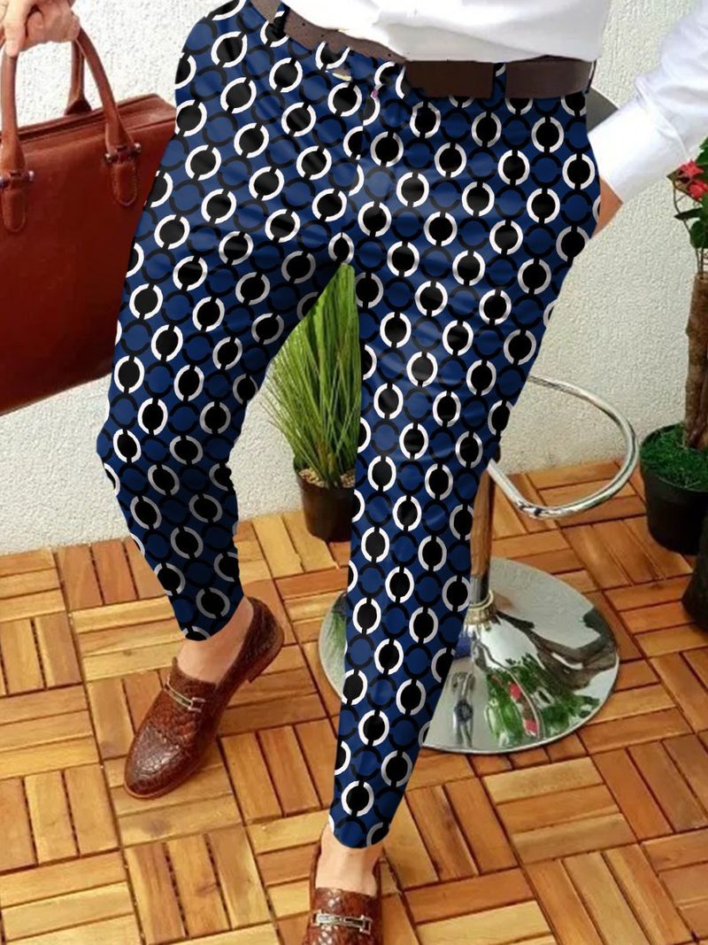 Prodotti Premium Nuovi pantaloni lunghi casual da lavoro slim fit da uomo primaverili con motivo a quadri 3D di tendenza_voghion.com