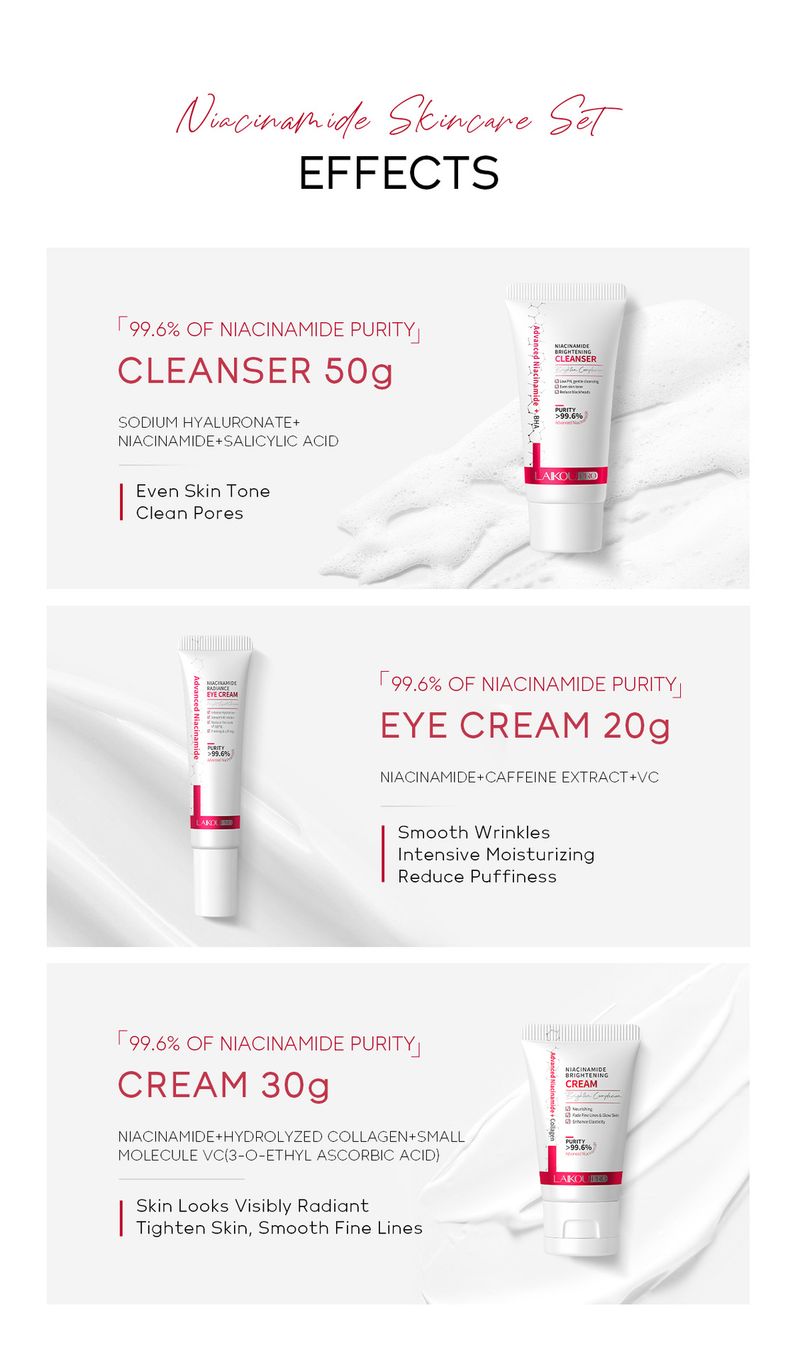 Sets LAIKOU Pro Niacinamide 3 Piece Facial Care Set Hydrating And Moisturizing_voghion.com