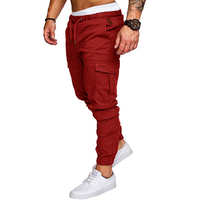 Men's Workwear Cargo Pants - Multi-Pocket Utility Trousers With Durable Woven Fabric, Year-Round Casual Pants_voghion.com