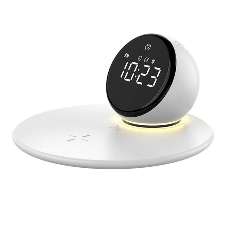Selrans Schnelluhr-Bluetooth-Lautsprecher mit Nachtlicht, 2-in-1-Funktion, kabelloses Laden, multifunktionale Schreibtischlampe_voghion.com