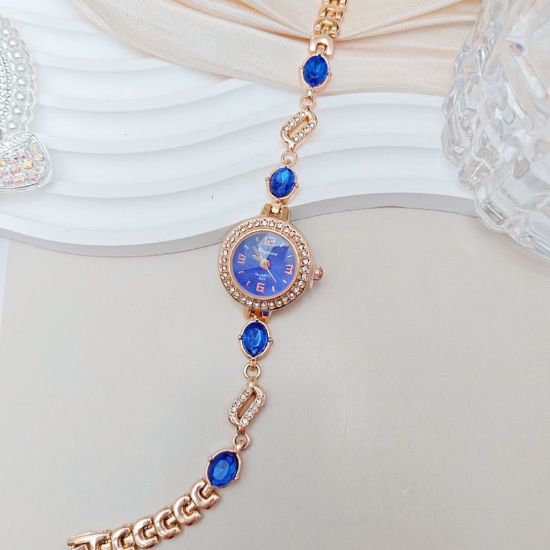 2025 New Style Chalcedony Inlaid Diamond Fashion High-Quality Texture Colorful Quartz Bracelet Women's Watch_voghion.com