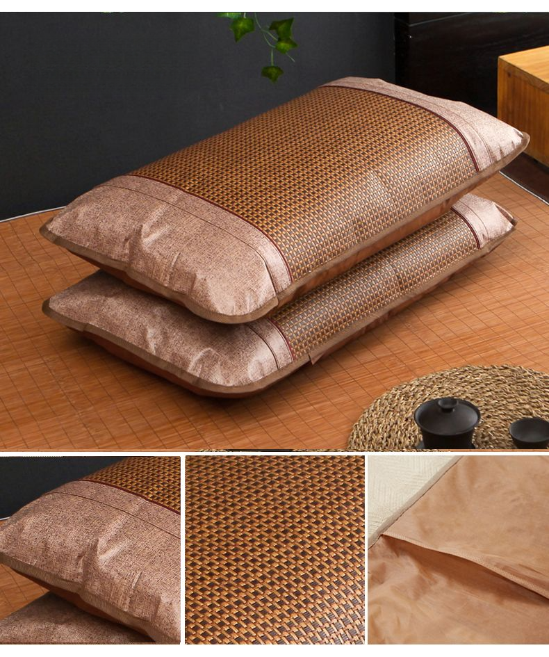 Cooling Ice Silk Vine Core Cover Summer Cool Single Bamboo Pillowcase Adult Pillow Towel Mat Pair_voghion.com