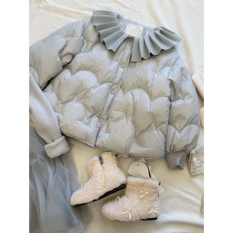 Plüsch-Pufferjacke für Mädchen – Leichter Wintermantel (3–8 Jahre, 100–140 cm, Himmelblau)_voghion.com