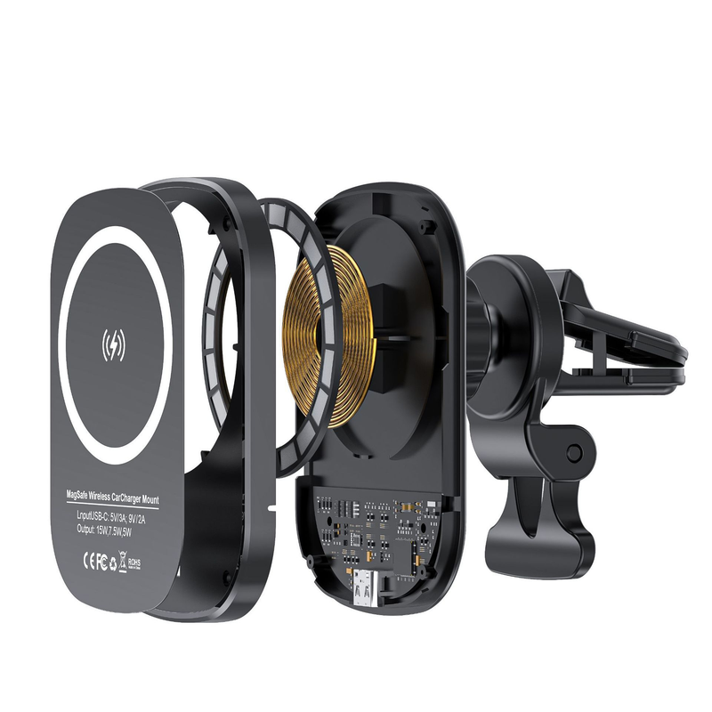 Uusi magneettinen langaton autolaturi 15 W pikalatauspuhelimen navigointiteline Soveltuu iPhone 12/13:lle_voghion.com