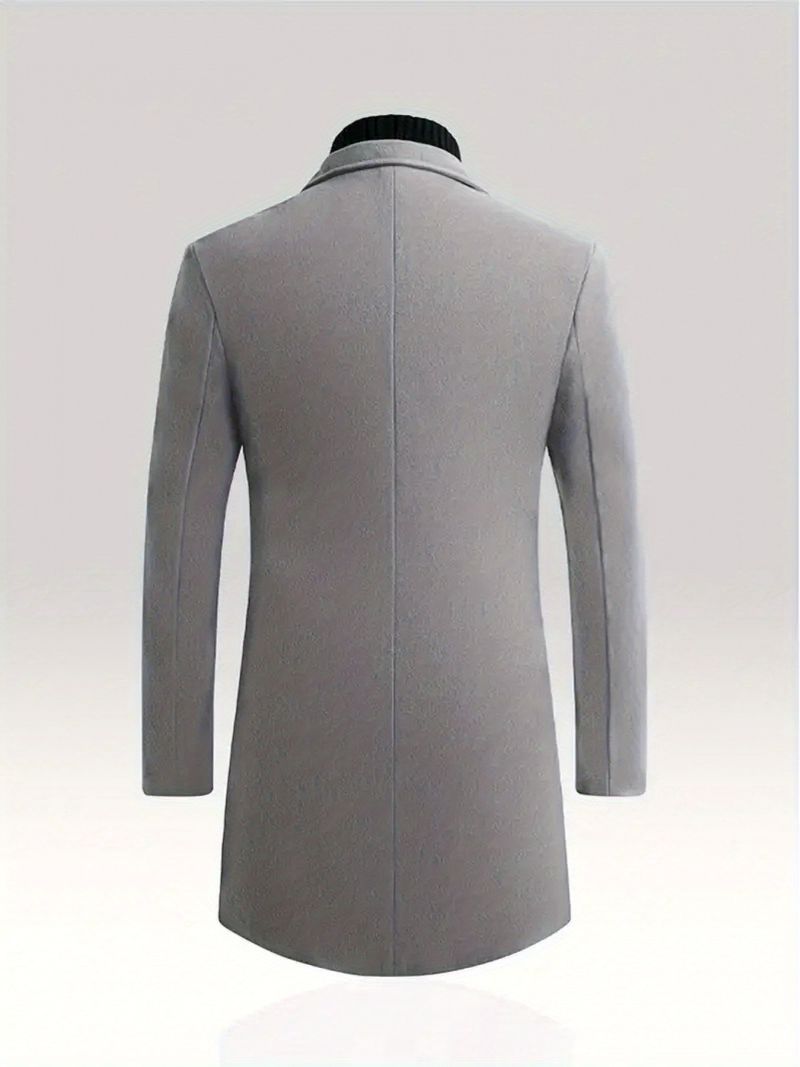 Men's Clothing US Size Large Size Foreign Trade Hot Selling Mid Length Solid Color Single Breasted Trench Coat Casual Style Jacket Coat_voghion.com