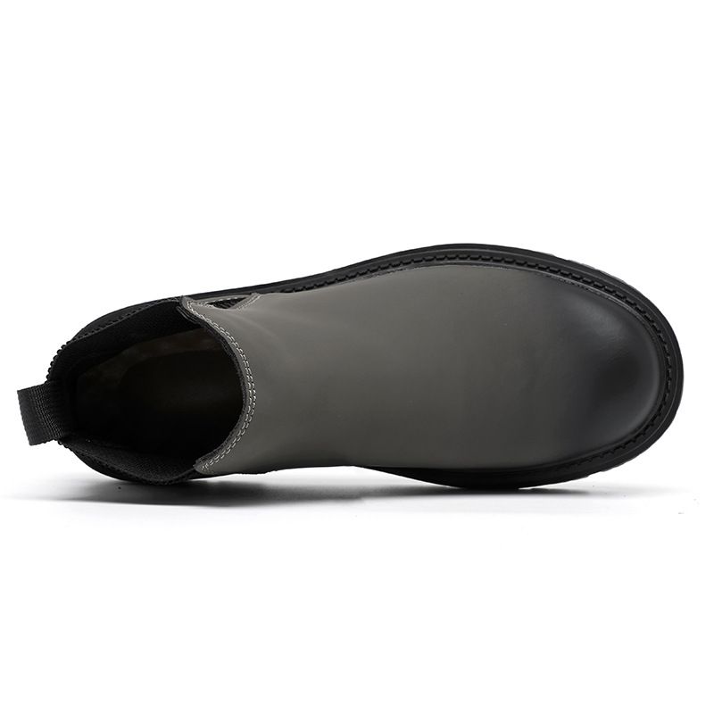 Retro Tooling Boots Thick-soled Heightened Lazy Foot-covering Martin Boots Genuine Leather Chelsea Short Boots_voghion.com