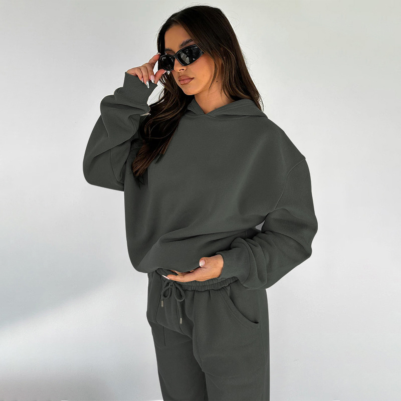 Damen Hosen-Sets Zweiteilige Kapuzenpullover Passende Sets Pullover Sweatshirts Langarm Lose Kordelzug Bleistifthose Lässig_voghion.com