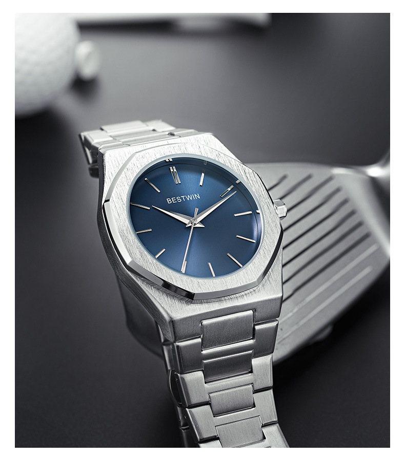 Men's Fashion Minimalist Quartz Watch With Butterfly Clasp, Stainless Steel Band, And Mineral Glass Watch Butterfly Double Snap_voghion.com