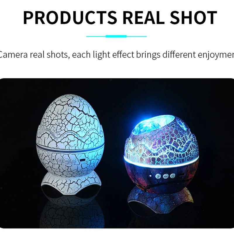 Proyector de galaxia con cáscara de huevo de dinosaurio, luz nocturna de cielo estrellado, altavoces Bluetooth, lámpara LED de nebulosa, decoración bonita para sala de juegos_voghion.com