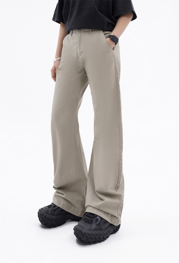 Herrenbekleidung Distressed Retro Hose für Männer und Frauen Lose einfarbige Baumwoll Machete Freizeithose_voghion.com