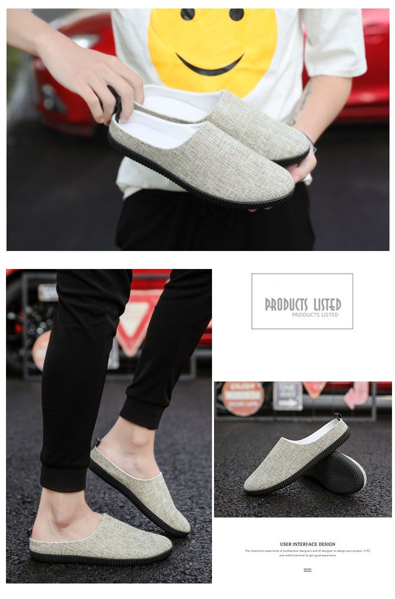 Sommer Atmungsaktive Freizeit-Slipper aus Segeltuch mit geschlossener Zehenpartie_voghion.com