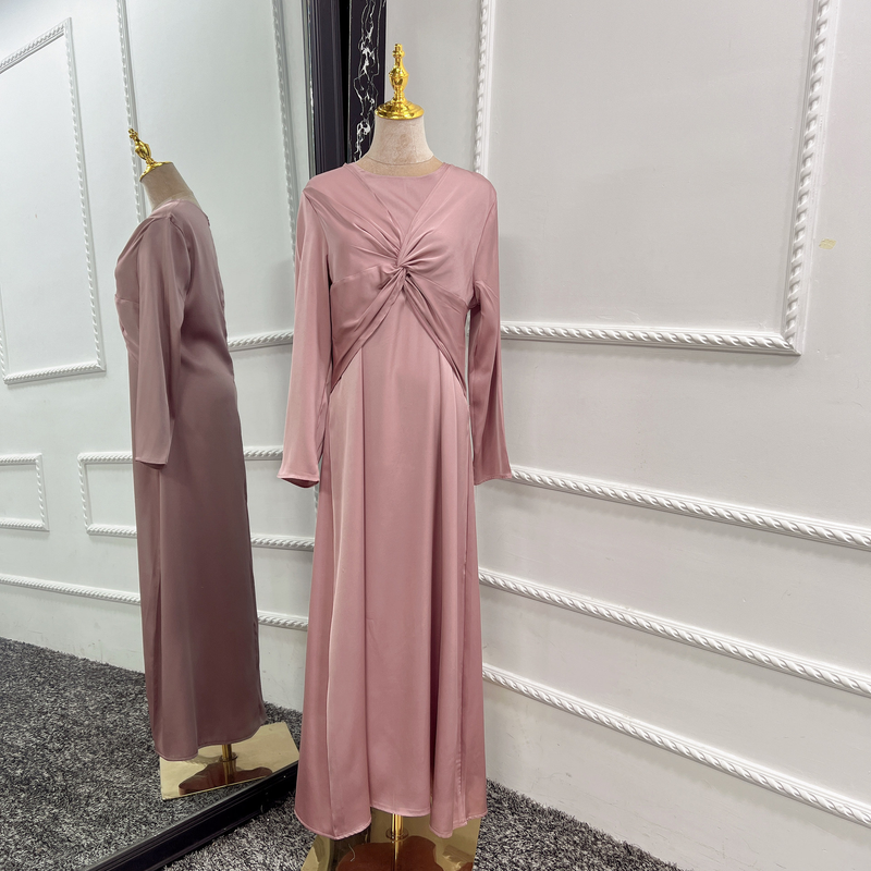 Moda musulmană Turcia Dubai La modă rochie solidă din două piese costum cardigan LR511_voghion.com