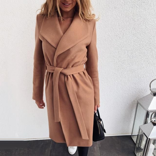 Women's Clothing Autumn And Winter Models 6 Colors Loose Large Size Solid Color Casual Suit Collar Long Sleeve Woolen Coat_voghion.com