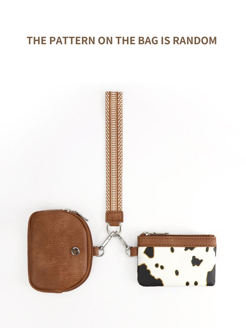 Damen Mini Zipper Wristlet Keychain Portemonnaie Duebel Pocket Wristlet Portable Portemonnaie Coin Portemonnaie Mini Women Coin Bag_voghion.com