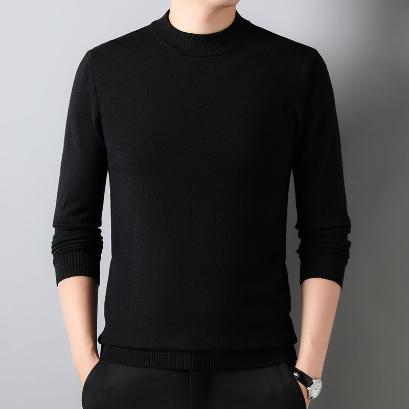 Halve Rollkragen Strickwaren Pullover Neue Herbst/Winter Mock Neck Sweatshirts Einfarbig Pullover Mann Marke Casual Heren Kleidung_voghion.com