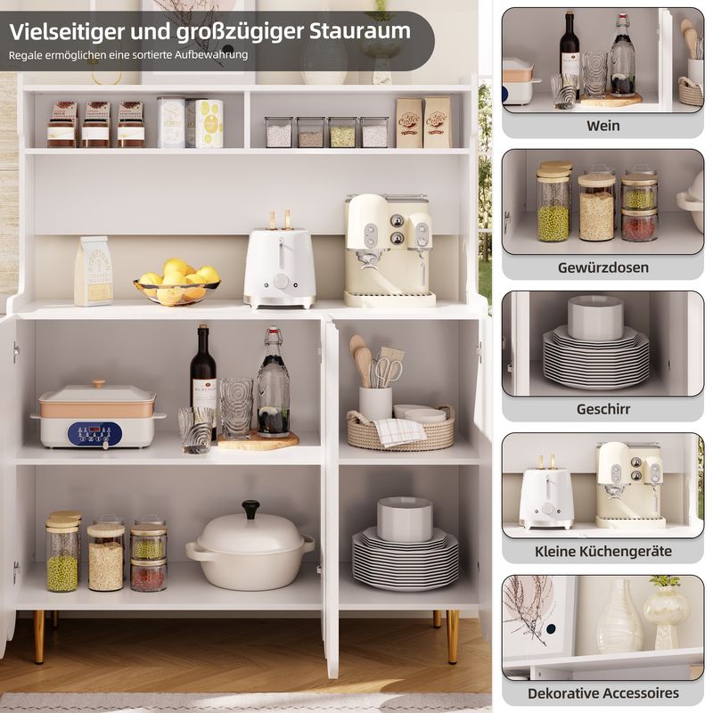 Credenza Weiß 120x151cm Mit Offenem Ablageregal, Moderner Stil_voghion.com