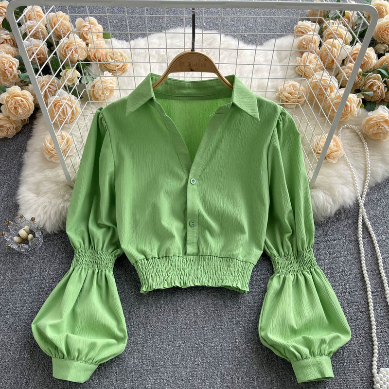 Camicie da donna con maniche a sbuffo, camicie sciancrate, corte, chic, eleganti, belle, eleganti, bianche_voghion.com