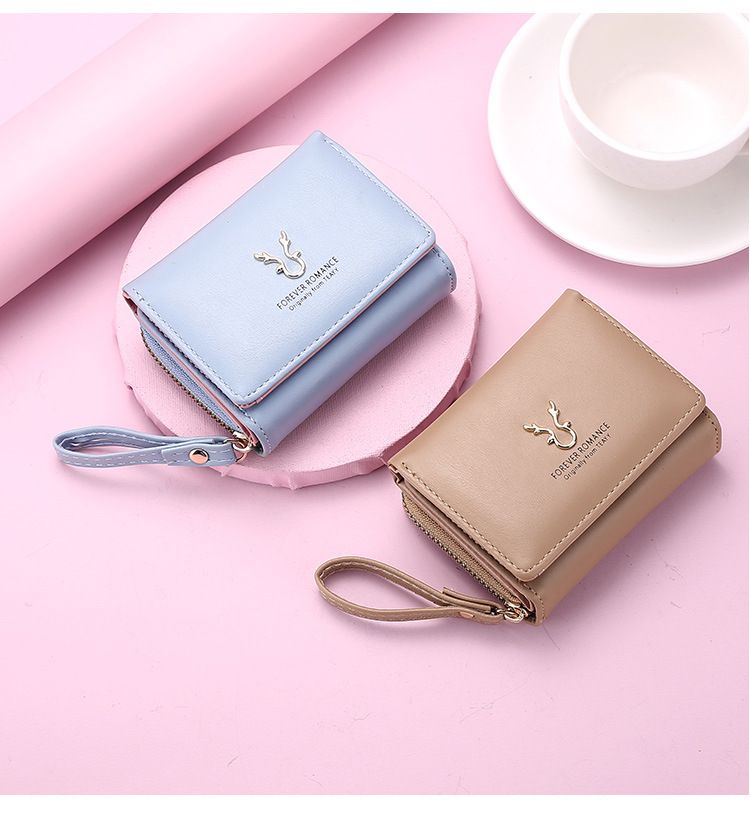 Női pénztárca, rövid, női PU bőr mini cipzáras érmepénztárca, rajzfilmfigura, háromszoros csattal, kártyatartóval, kis táska_voghion.com