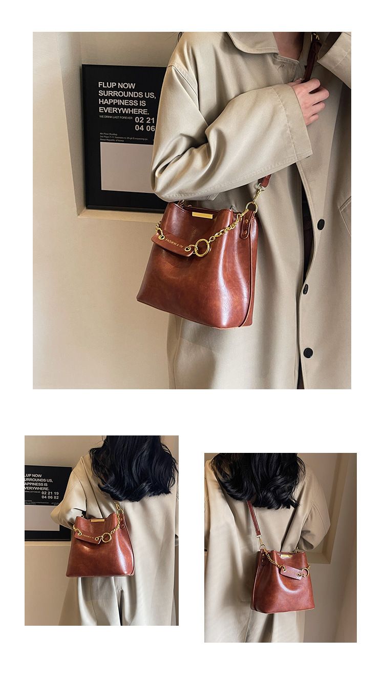 Borsa, borsa a tracolla multifunzionale in morbida pelle da donna, stile pigro, borsa a secchiello con tracolla diagonale_voghion.com