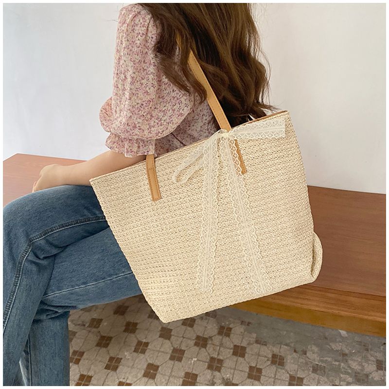 Grastasche für den Unterricht, große Kapazität, Freizeitspitze, gewebte Umhängetasche für die Sommerarbeit 2024, Einkaufstasche_voghion.com