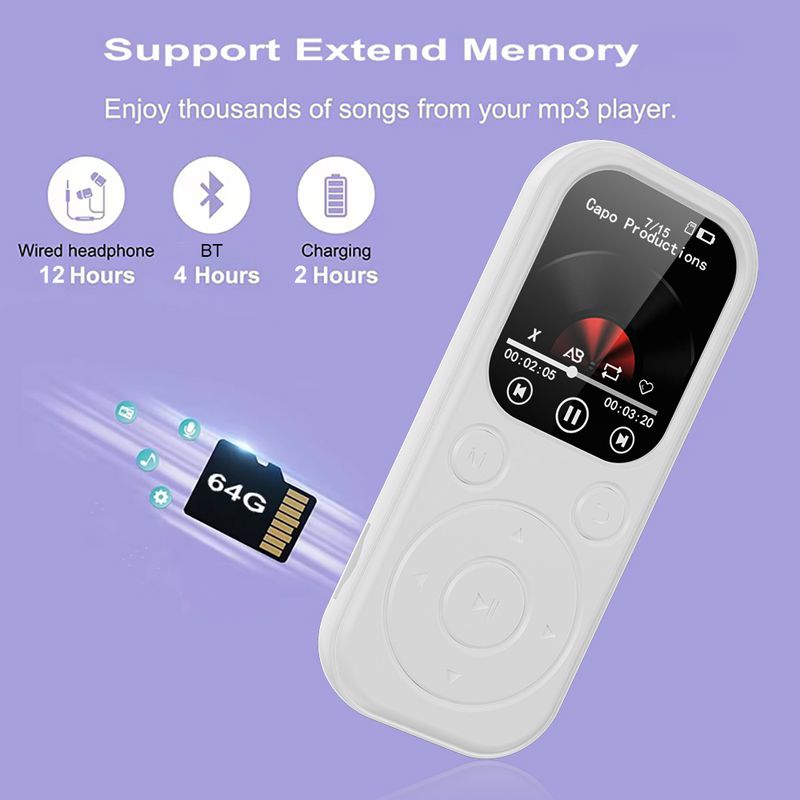 Bluetooth MPCH Lossless Music IPS Display Walkman E-book Support TF Card Audio Recorder Lossless Sound MP3 Player_voghion.com