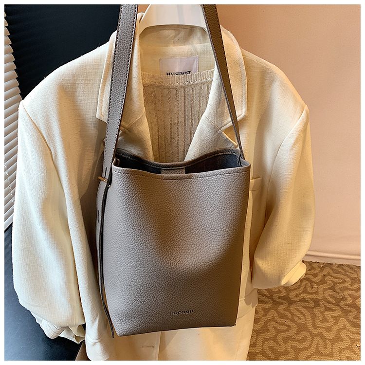 Women's Bucket Bag Women's Bag Crossbody Bag Design Child Mother Bucket Bag Lychee Grain Material Soft Tote Bag_voghion.com