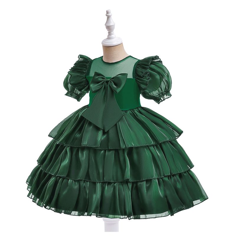 Mother & Kids Girls dress bow princess dress performance costume Christmas puffy cake dress flower girl wedding dress dress_voghion.com