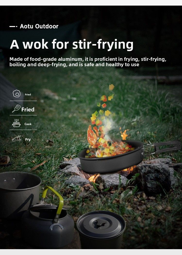 Forniture Set di pentole da campeggio con colorate pentole portatili da esterno con gancio rapido in saldo per 2-3 persone_voghion.com